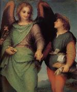 Andrea del Sarto Angel and christ in detail painting